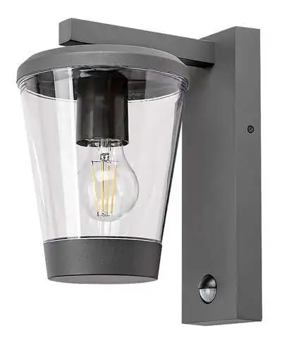 RABALUX Savano spoljna zidna lampa tamno siva aluminijumska E27 40W sa senzorom