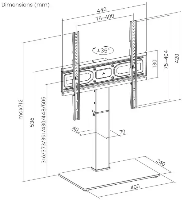 GEMBIRD TVS-D65S-01 stoni TV stalak,VESA 32-63, crne boje