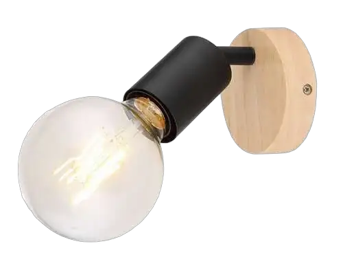 RABALUX Pablo, metal-drvena spot , E27 1xMAX 40W, mat crna