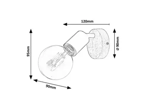 RABALUX Pablo, metal-drvena spot , E27 1xMAX 40W, mat crna