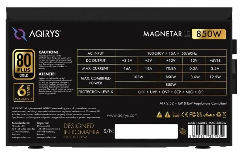 AQIRYS Magnetar 850W - 80+ Gold