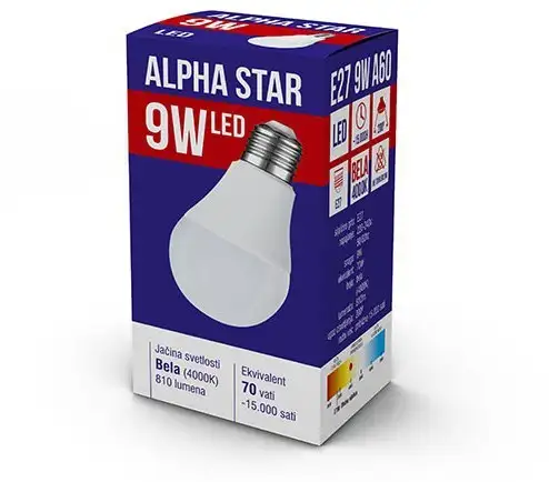 ALPHA STAR E27 9W NB 10 kom