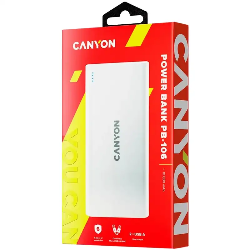 CANYON Power bank 10000mAh 5W White CNE-CPB1006W