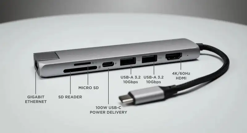SATECHI 7-in-1 USB-C Slim Multiport Adapter with Ethernet Silver ST-P7SS HUB