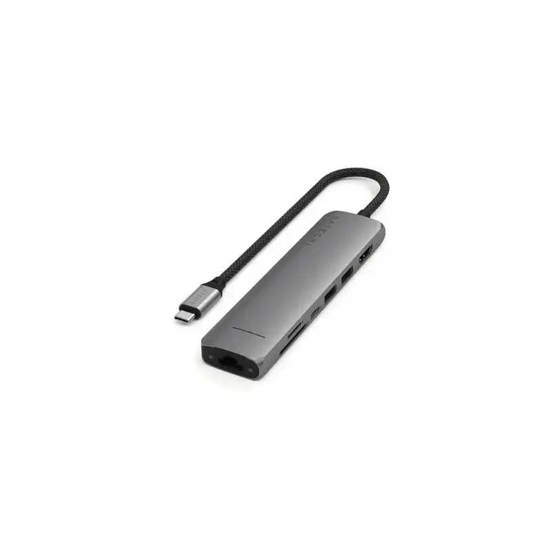 SATECHI 7-in-1 USB-C Slim Multiport Adapter with Ethernet Silver ST-P7SS HUB