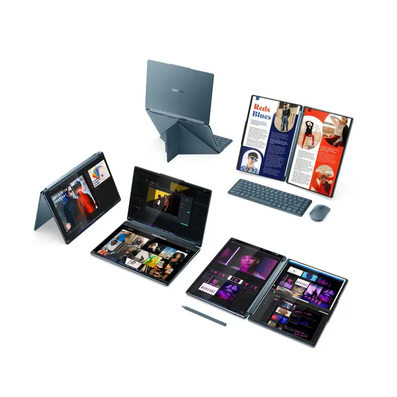 LENOVO Yoga Book 9 14IAH10, 14" OLED, Intel Core Ultra 7 255H, 32GB, 1TB, W11P+BT/M+Folio Stand, Tidal Teal, Magnesium (83KJ000RRM)