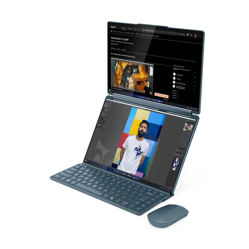 LENOVO Yoga Book 9 14IAH10, 14" OLED, Intel Core Ultra 7 255H, 32GB, 1TB, W11P+BT/M+Folio Stand, Tidal Teal, Magnesium (83KJ000RRM)