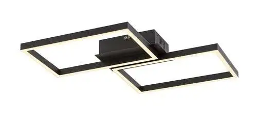 RABALUX Ludano, LED plafonska crna sa pozadinskim Magic RGB, daljinski, dimabilna, 40W, 2400lm, 2700-6500K, 46x41cm