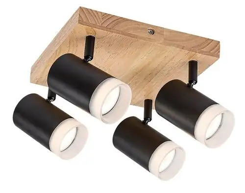 RABALUX Toras, drvena plafonska lampa sa metalnim crnim abažurom, GU10 4x5W IP23