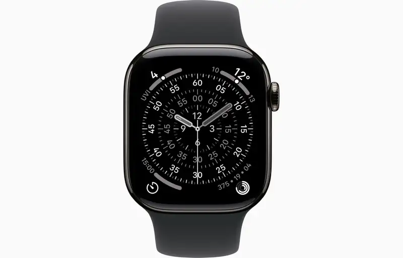 APPLE Watch S11 Cellular 42mm Slate Titanium Case with Black Sport Band - M/L mf8t4rk/a