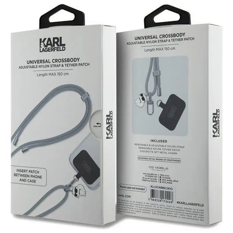 KARL LAGERFELD Universal Strap and Tether Patch Grey