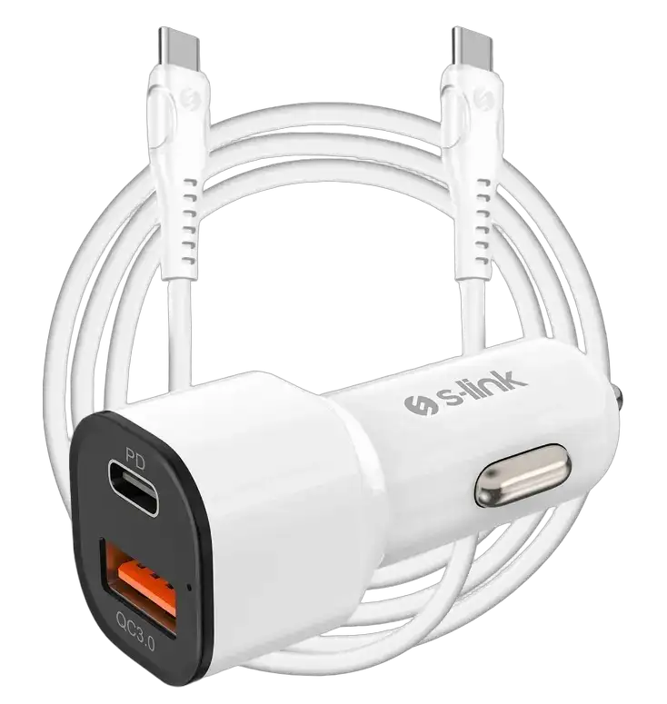 S-LINK SL-EC38PD USB-A USB-C PD + USB-C kabl 38W