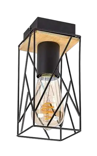 RABALUX Boire, plafonska lampa, crna metalna/drvena , E27 1x40W IP20