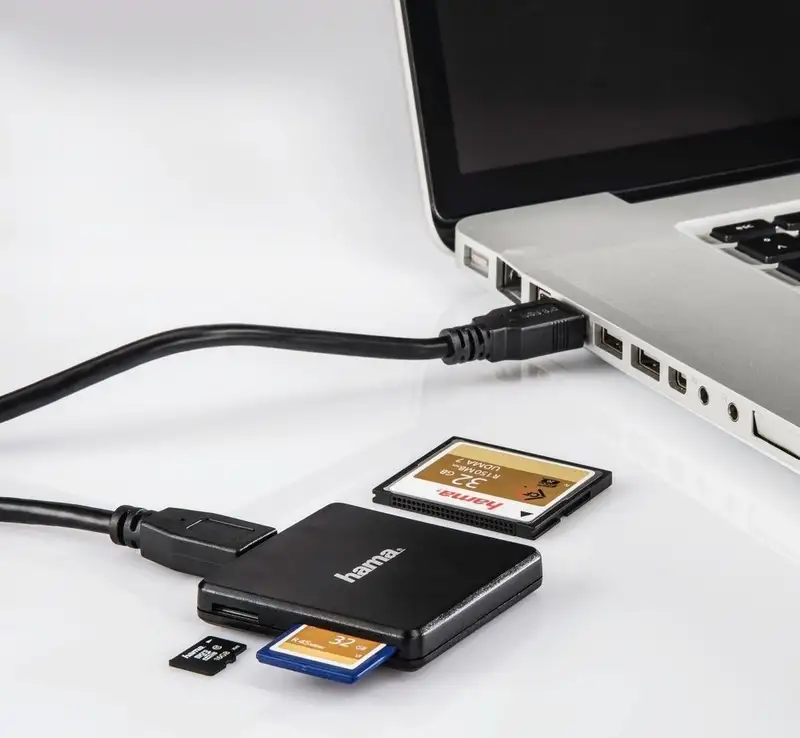 HAMA USB 3.0 Multi-Card Reader, SD/MicroSD/CF, Black