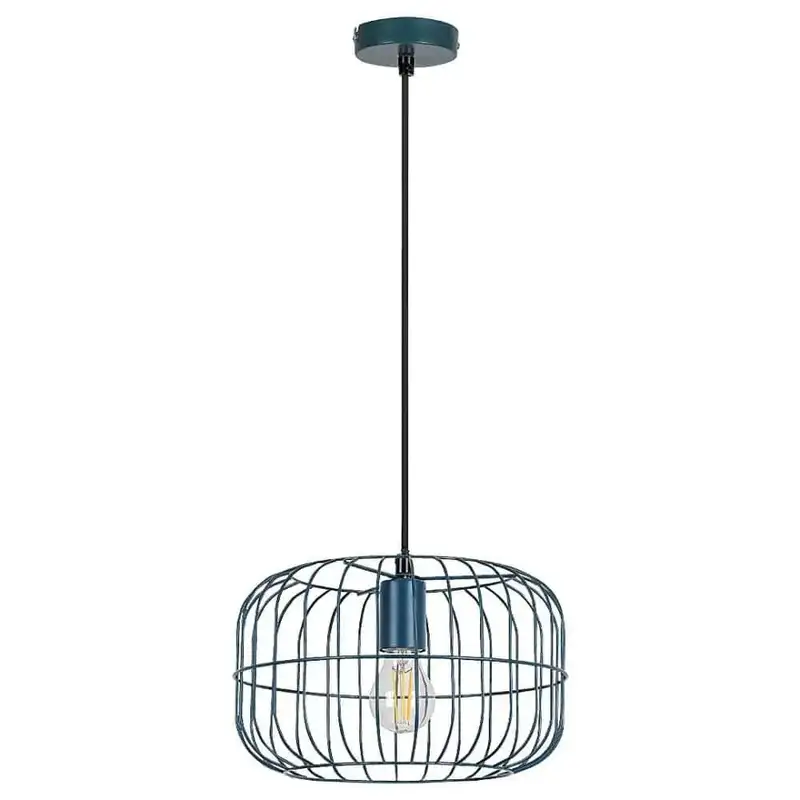 RABALUX Xenia, metal pendant lamp, E27 1x MAX 60W, blue, D300 mm, textile cable
