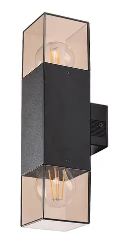 RABALUX Loanda, spoljna zidna 2xE27, crna aluminium, dimljena maska plasticna, dimenzije 8x31,5cm, distance from the wall: 11cm, IP54