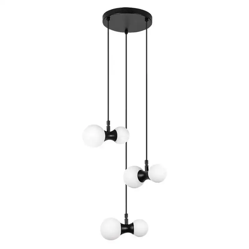 RABALUX Lition, visilica crna/staklena kugla bela, 6xG9