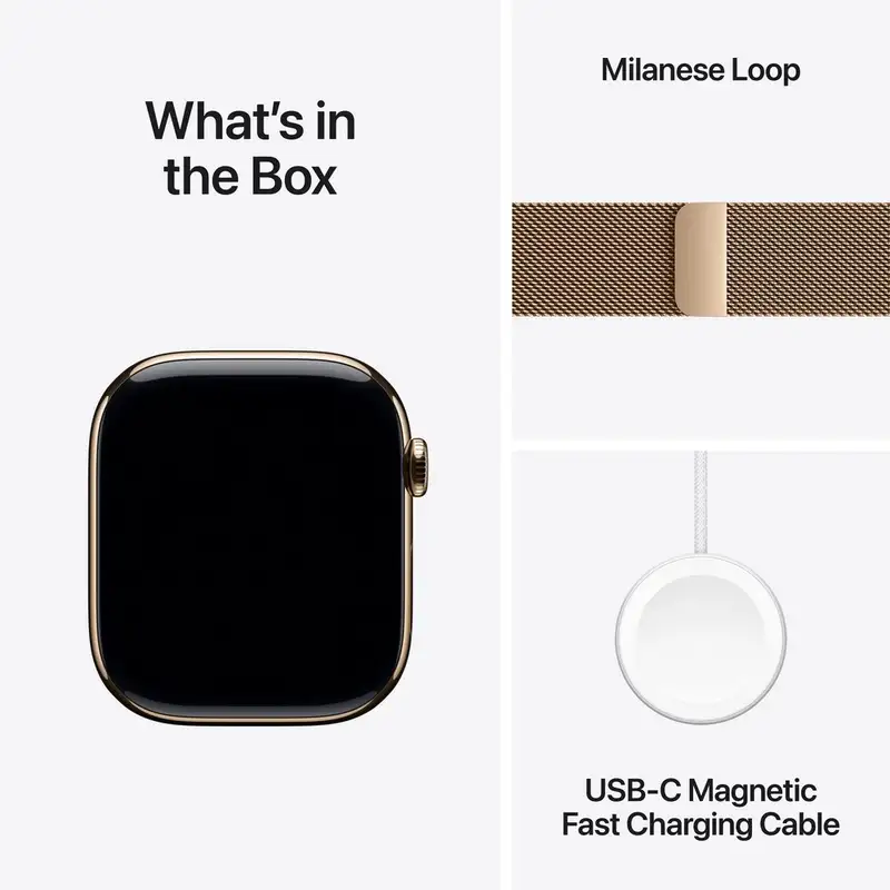 APPLE Watch S11 Cellular 46mm Gold Titanium Case with Gold Milanese Loop - S/M mfd74rk/a