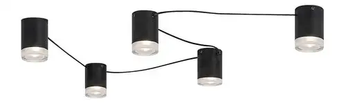 RABALUX Looplab, plafonski topovi na kablu, crna metal 5xG9, dužina do 230cm, visina topa 13cm