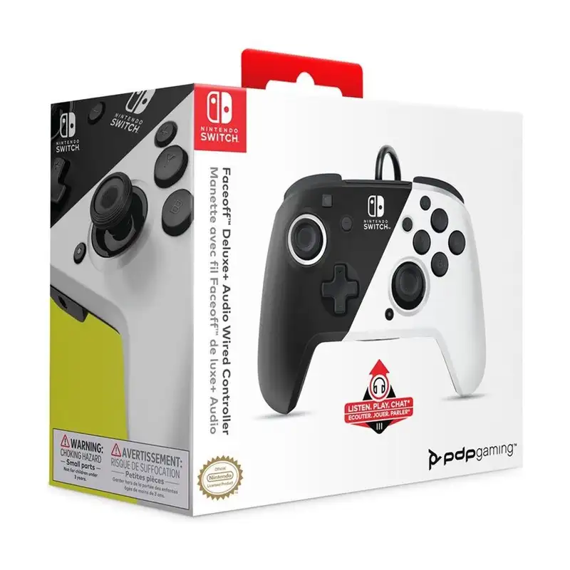 PDP Nintendo Switch Faceoff Deluxe Controller + Audio - Black & White