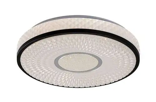 RABALUX Sedona2, unutrašnja plafonjera, black metal lamp sa belim plasticnim abažurom, 24W, sa abažurom: 1680lm, bez abažura: 2400lm, 4000K, D39,5cm, H8,5cm, zvezdani efekat, IP20, staklo