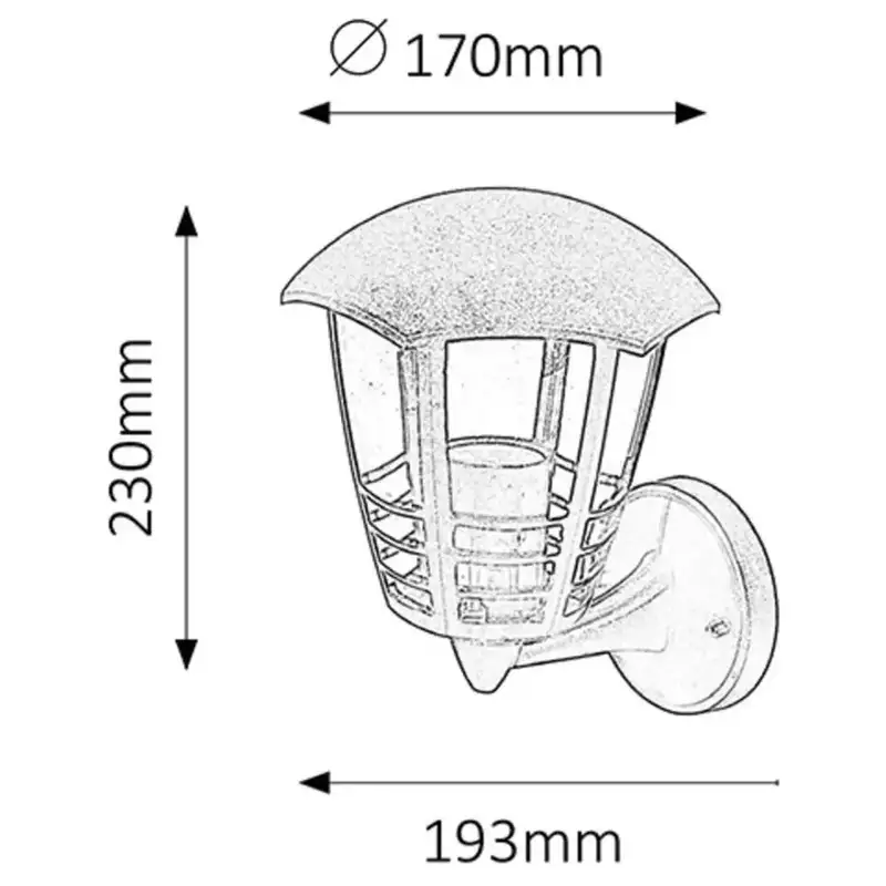 RABALUX Marseille spoljna zidna lampa E27 60W IP44 crna 2
