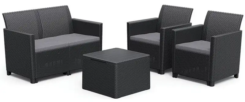 KETER Claire 2 seater sa box stolom grafit 