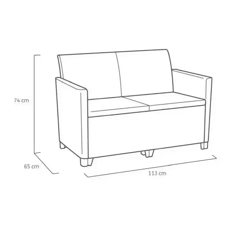 KETER Claire 2 seater sa box stolom grafit 