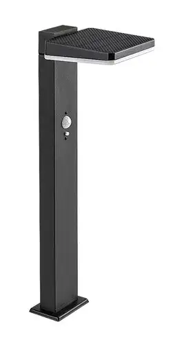 RABALUX Lasset, solarna podna, aluminium crna, LED 4,4W, 200lm, (bez dif. 600lm), 4000K, visina 50cm, PIR motion sensor, light sensor: 8-12m, 110°, dimmable with switch, battery: 3,7V 2200mAh, ideal operating temperature: -20°C/+60°C, IP54
