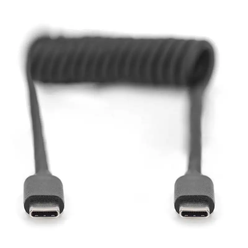 DIGITUS Spiralni kabl USB-C na USB-C 2.0 32-100cm crni