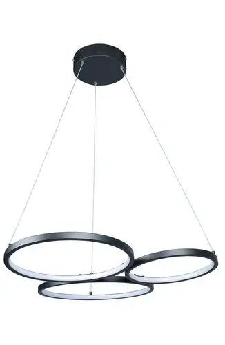 RABALUX Formand, visilica 3 prstena crna, LED 38W, 1100lm, 3000K, 61x48cm