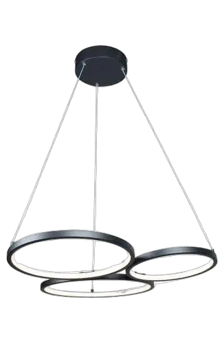 RABALUX Formand, visilica 3 prstena crna, LED 38W, 1100lm, 3000K, 61x48cm