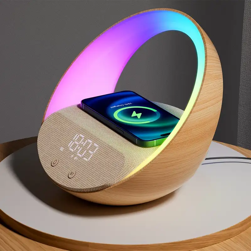 MOYE Aurora Glow Lamp with Clock Wireless speaker and Wi-Fi charger
