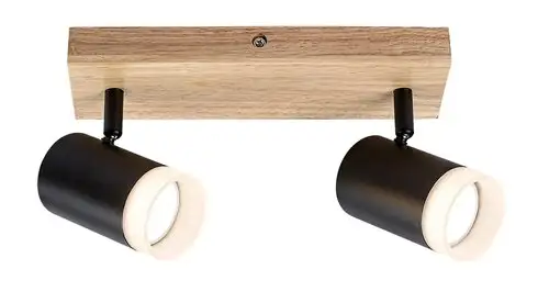 RABALUX Toras, drvena plafonska lampa sa metalnim crnim abažurom, GU10 2x5W IP21