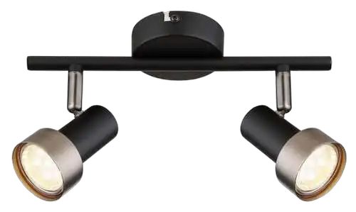 RABALUX Konrad, plafonska lampa, mat crna metalna sa srebrnom metalnom abažurom, GU10 2x50W IP20