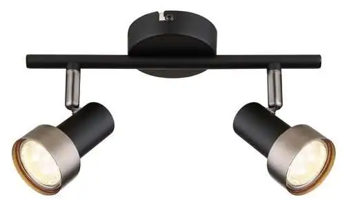 RABALUX Konrad, plafonska lampa, mat crna metalna sa srebrnom metalnom abažurom, GU10 2x50W IP20