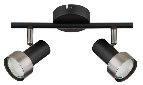 RABALUX Konrad, plafonska lampa, mat crna metalna sa srebrnom metalnom abažurom, GU10 2x50W IP20