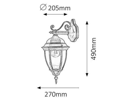 RABALUX Toronto spoljna zidna lampa  100W staro zlatoIP44