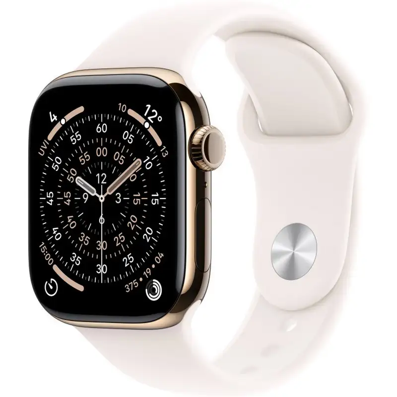 APPLE Watch S11 Cellular 42mm Gold Titanium Case with Light Blush Sport Band - S/M mf8w4rk/a