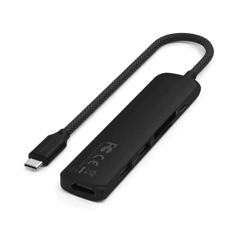 SATECHI 6-in-1 USB-C Slim Multiport Adapter - Black