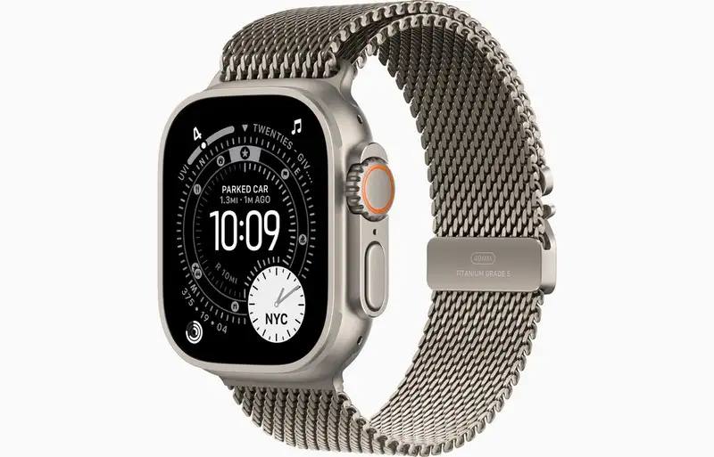 APPLE Watch Ultra 3 Cellular 49mm Natural Titanium Case with Natural Titanium Milanese Loop - Medium mewy4se/a