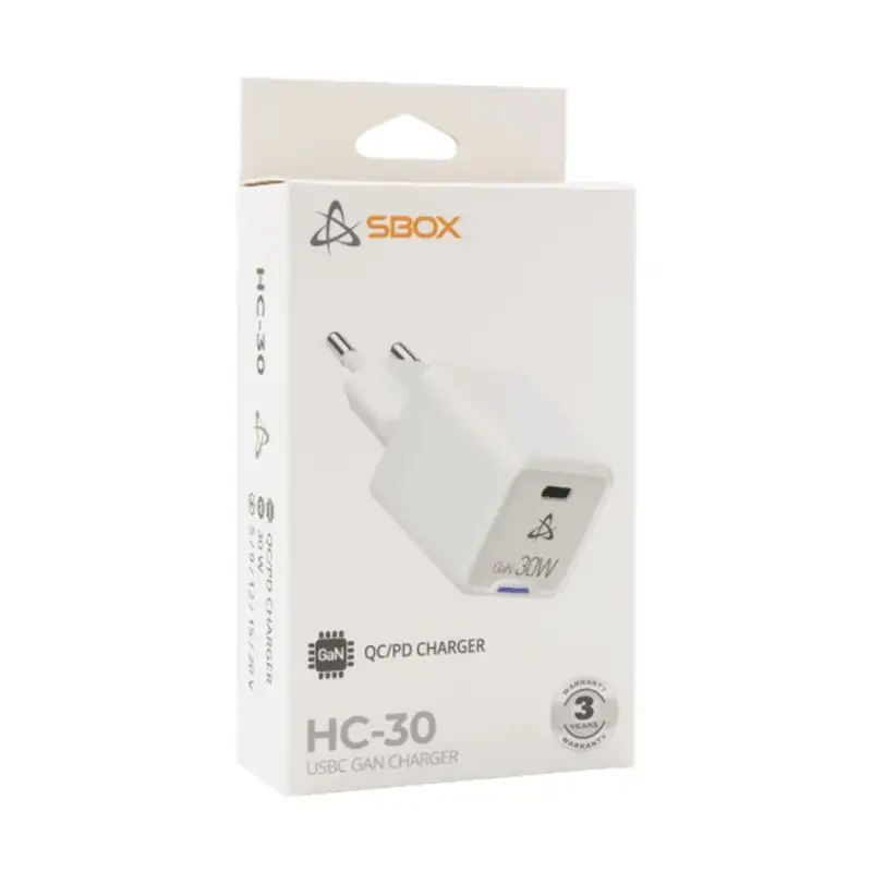 S-BOX HC 30, 2 x USB-C 30W GAN Home Charger