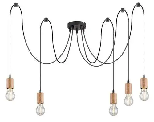 RABALUX Dollien, mat crna/drvena visilica, E27 5x60W IP21
