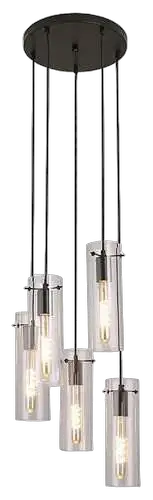 RABALUX Acantha, visilica 5xE27, crna metal/staklo