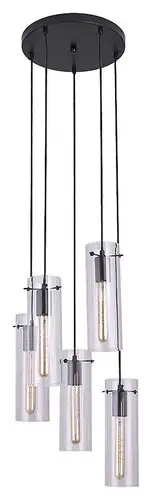 RABALUX Acantha, visilica 5xE27, crna metal/staklo