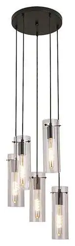 RABALUX Acantha, visilica 5xE27, crna metal/staklo