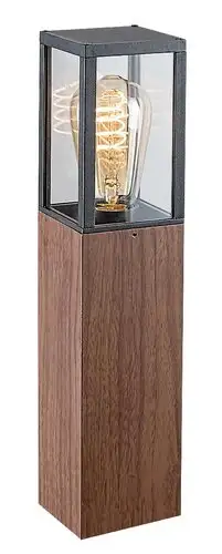 RABALUX Wales spoljna podna lampa aluminijum crna drvo stakleni abazur E27 60W bez sijalice