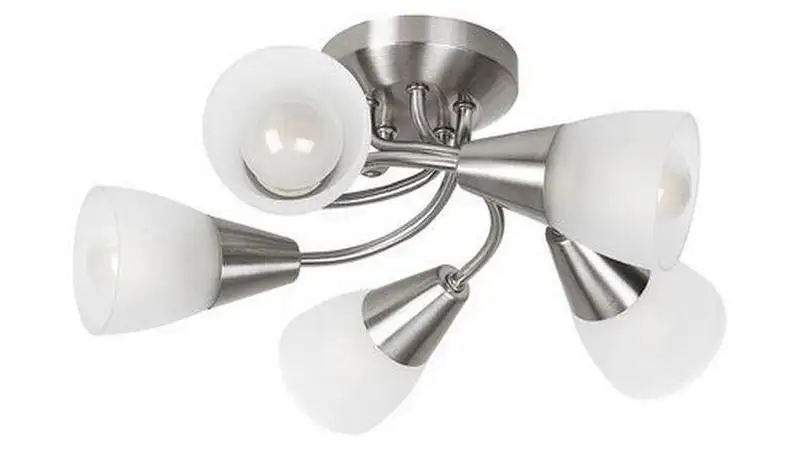 RABALUX Connor plafonska lampa, saten hrom /  opal staklo, E14 2