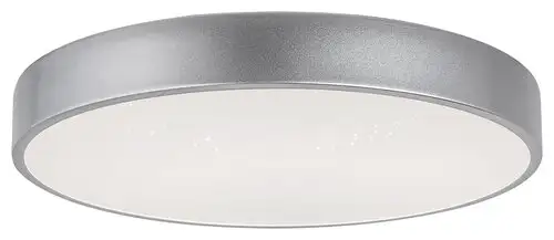 RABALUX Octav2, unutrašnja plafonjera, srebrna metal lamp sa belim plasticnim abažurom, 24W, sa abažurom: 1200lm, bez abažura: 2400lm, 4000K, D40cm, H5cm, zvezdani efekat, IP20, staklo