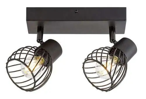 RABALUX Aberama, plafonska lampa, crna plasticna lampa, E14 2x10W, IP20